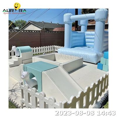 ซื้อ สีน้ําเงิน inflatable bouncer Soft Play Sets เด็กเล่นปาร์คบอล Pit With Slide OEM โลโก้ online manufacture