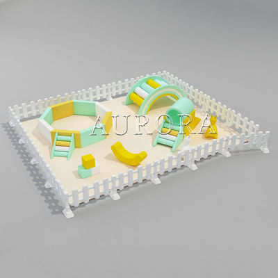 comprare Equipaggiamento di gioco morbido giallo verde con recinzione bianca online manufacture