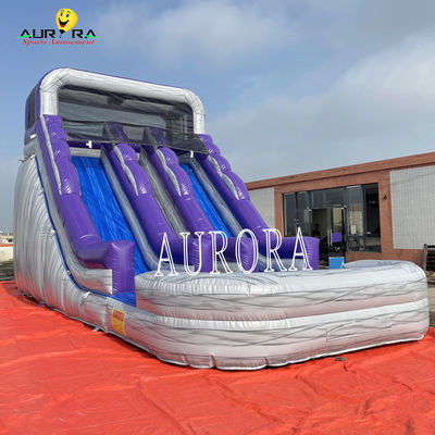Buy Custom Purple Gray Inflatable Water Slide With Climbing Wall For Adventure Seekers online manufacture