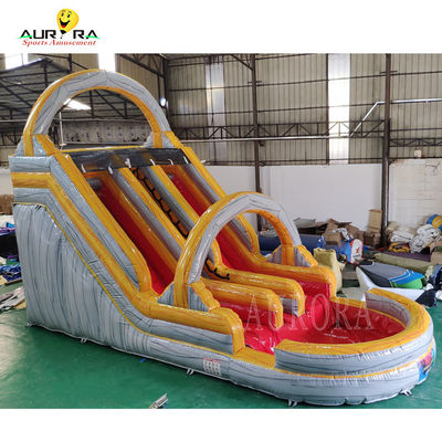 Buy Summer Party Inflatable Water Slide Grayish Yellow Inflatable Wet Slide With Splash online manufacture