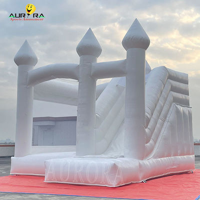 Buy Customized Inflatable Bouncy Castle With Slide Wedding White Bounce House online manufacture