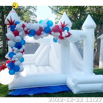 Buy 0.55mm PVC tarpaulin Inflatable Bounce House White Bouncy Castle For Wedding online manufacture