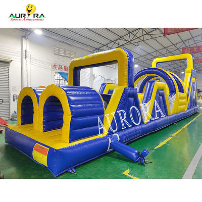 खरीदें नीला पीला 0.55 मिमी पीवीसी विशाल inflatable बाधा पाठ्यक्रम कूद महल रंग कस्टम online manufacture