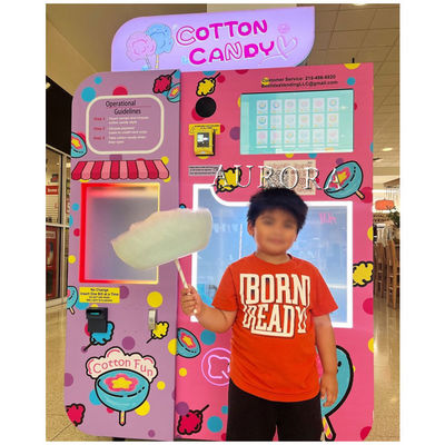 kopen Kleurrijke Fairy Floss Cotton Candy Vending Machine Aanpasbare betaling online manufacture