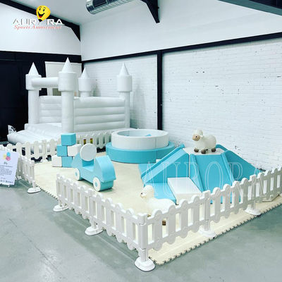 सफेद नीला inflatable सॉफ्ट प्ले उपकरण शादी उछाल घर उछाल महल