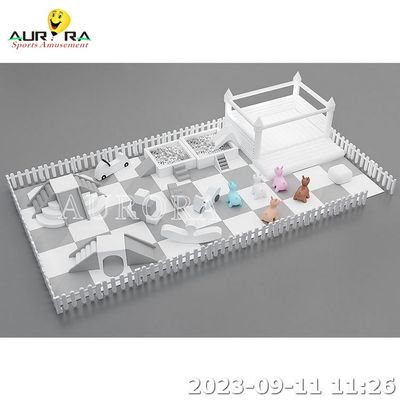 ホワイト&グレー 子供向けソフトプレー機器 モバイル遊び場 パーティのレンタル