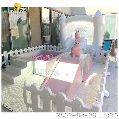 Outdoor Children's Soft Play Set Step And Slide Soft Play กับเครื่องกีบอัดแบบอัดอัด