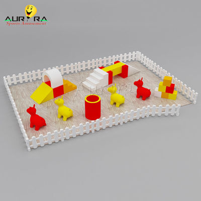 Parco giochi per bambini attrezzature per giochi morbidi Set di schiuma rosso e giallo per il noleggio di feste