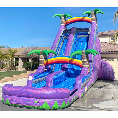 สีม่วง เด็กน้ําสไลด์สไลด์น้ําสระว่ายน้ํา inflatable เล่นเกมน้ํา inflatable