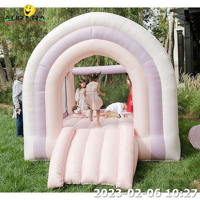 บ้านกระโดดแบบอัดอัดของเด็ก Rainbow Mini Bouncer Castle สวนสนุก