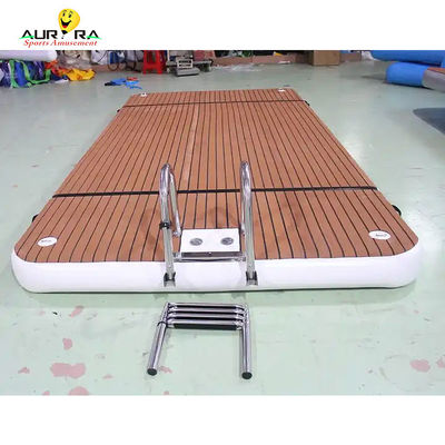 OEM พลอย Dock สระว่ายน้ํา Platform With Ladder Drop Stitch พีวีซี เทคฟอง